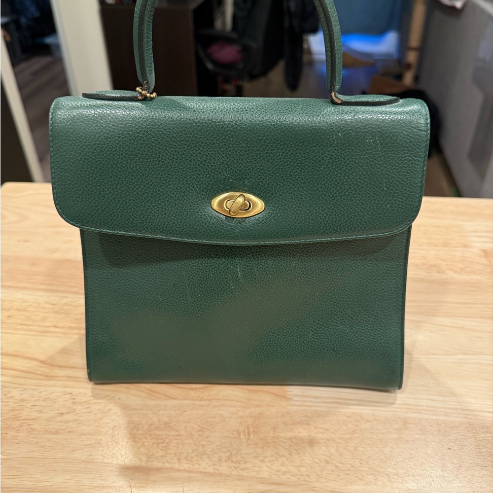 Vintage Coach Madison Biltmore Emerald Green Leather Purse (J7E-4427)